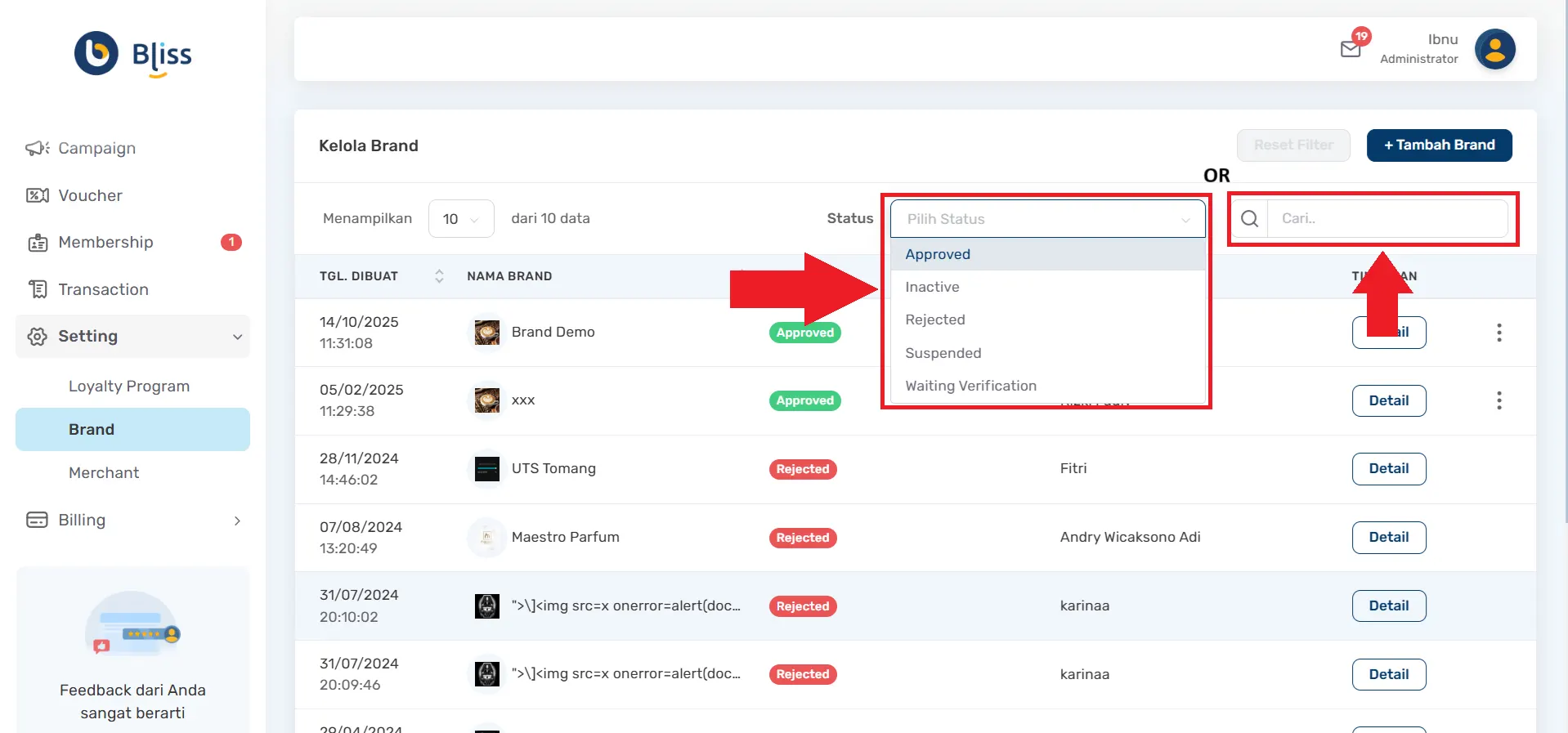 melihat detail brand loyalty program